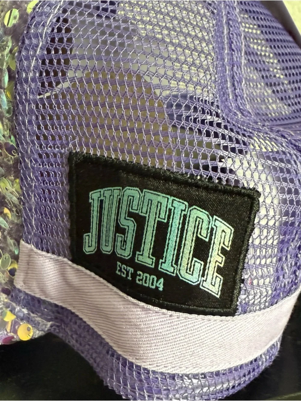 NWT Justice Purple Sequin Kids Cap - Sparkle Trucker Hat